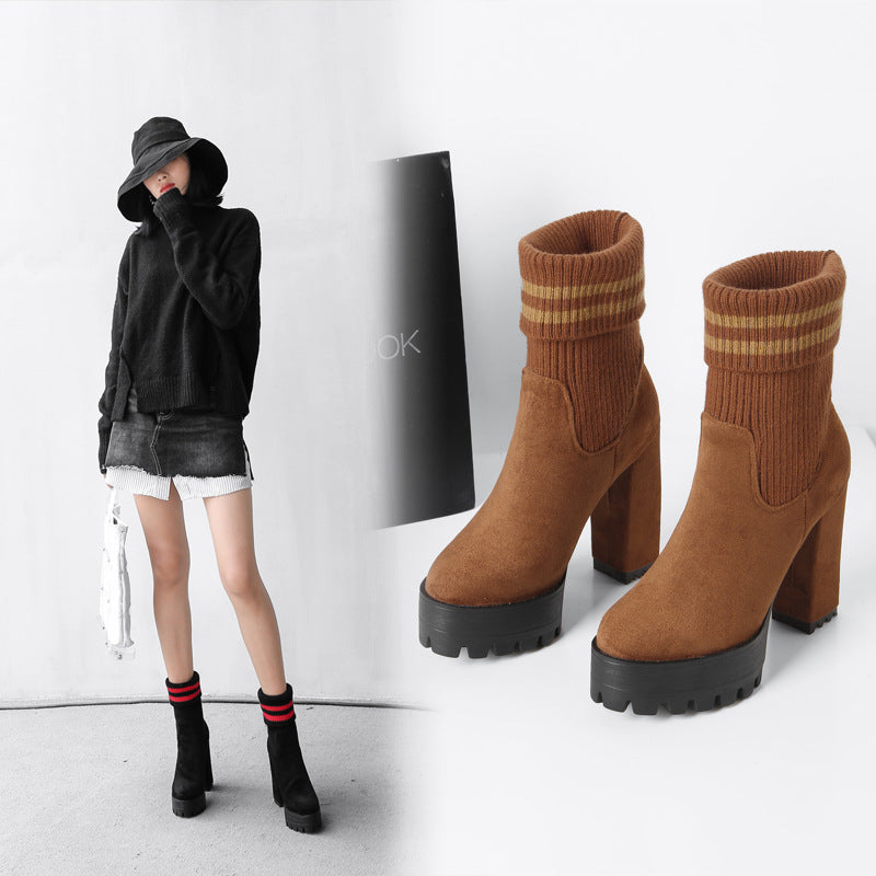 Thick Platform High Heel Ankle Boots